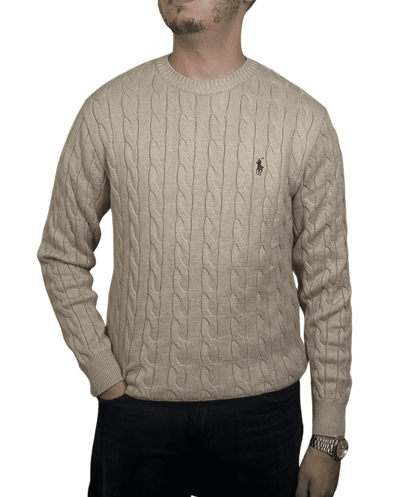 Pull Tricot Côtelé — Beige