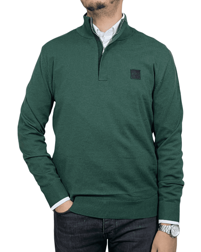 Pull Demi-Zip Maille — Vert Sauge