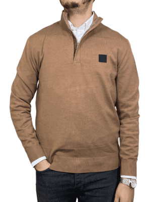 Pull BOSS Demi-Zip Beige Camel