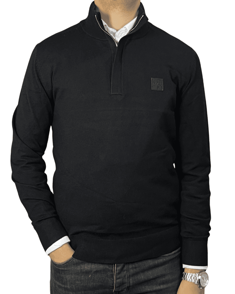 Pull Demi-Zip Maille — Noir Profond
