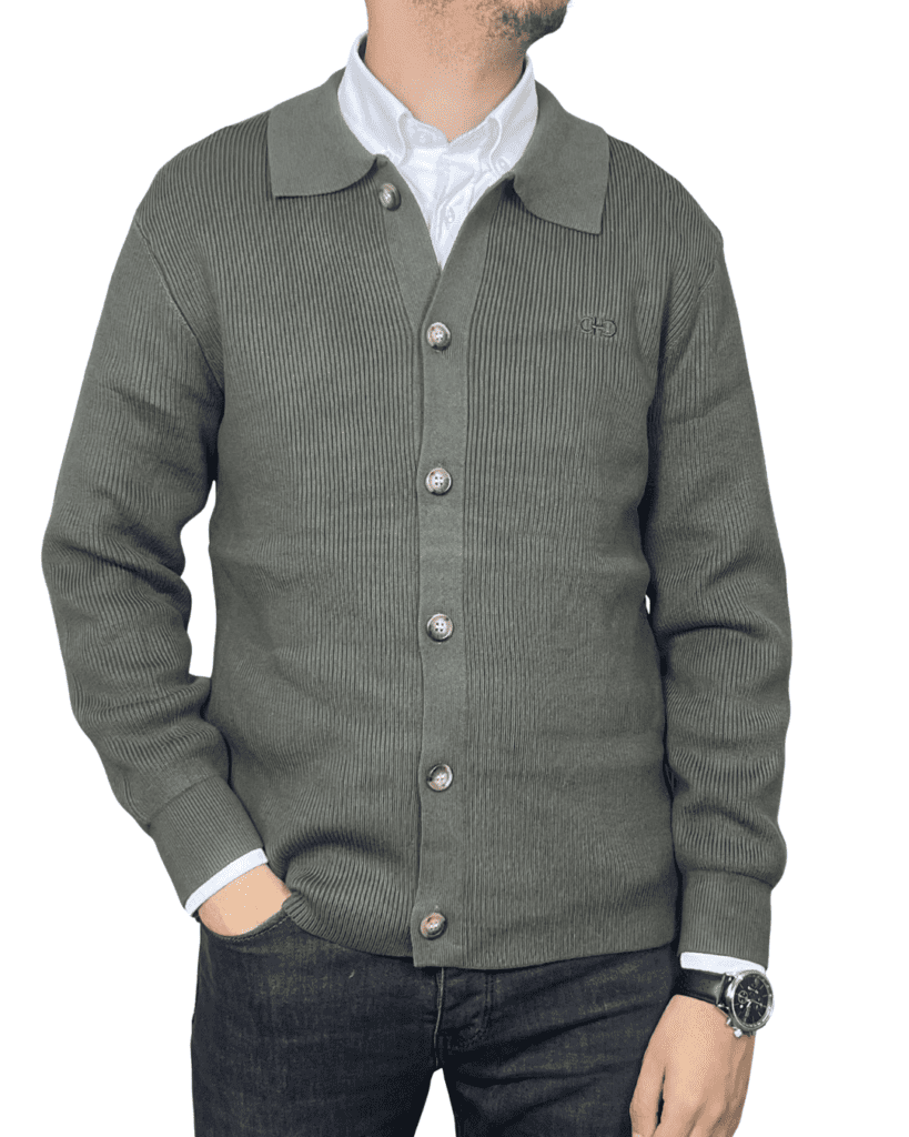Cardigan Côtelé — Vert Olive
