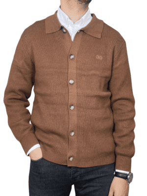 Cardigan Salvatore Ferragamo – Marron côtelé