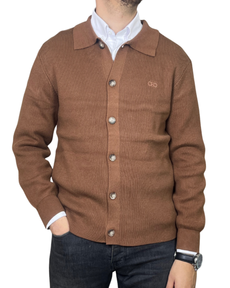 Cardigan Salvatore Ferragamo – Marron côtelé