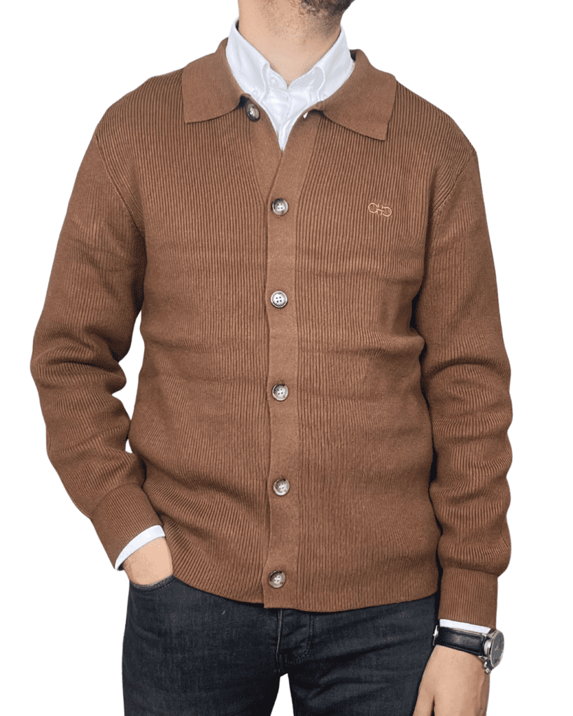 Cardigan Côtelé — Marron Havane
