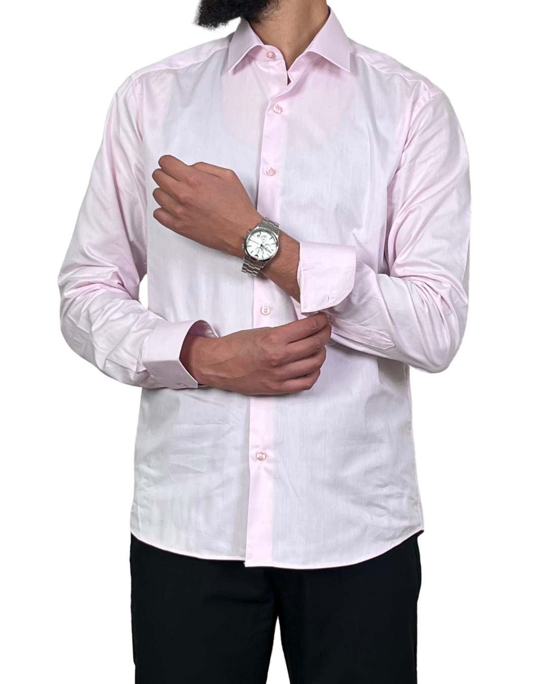 Chemise Fil à Fil – Rose Clair – Image 2