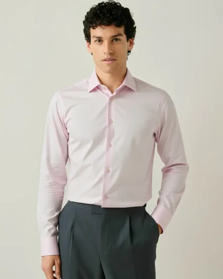 Chemise Fil à Fil – Rose Clair
