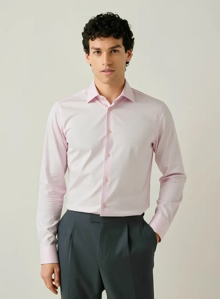Chemise Fil à Fil – Rose Clair