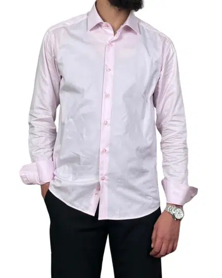Chemise Fil à Fil – Rose Clair
