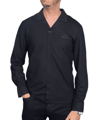 Chemise Fluide à Col Ouvert – Noir