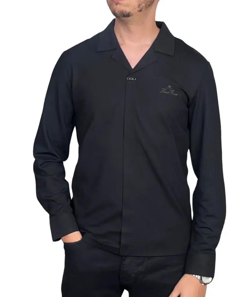 Chemise Fluide à Col Ouvert — Noir