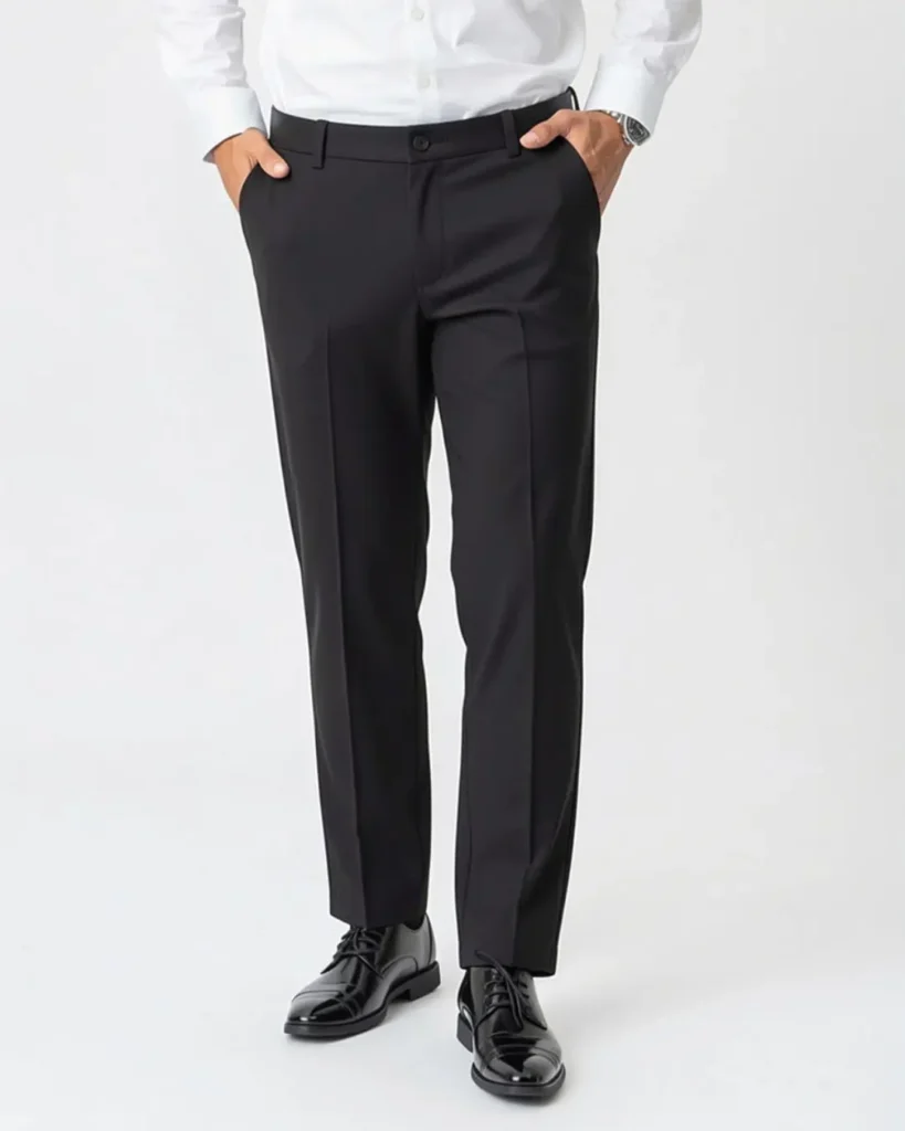 Pantalon Noir Homme en Flanelle - Coupe Ajustée | Barii9