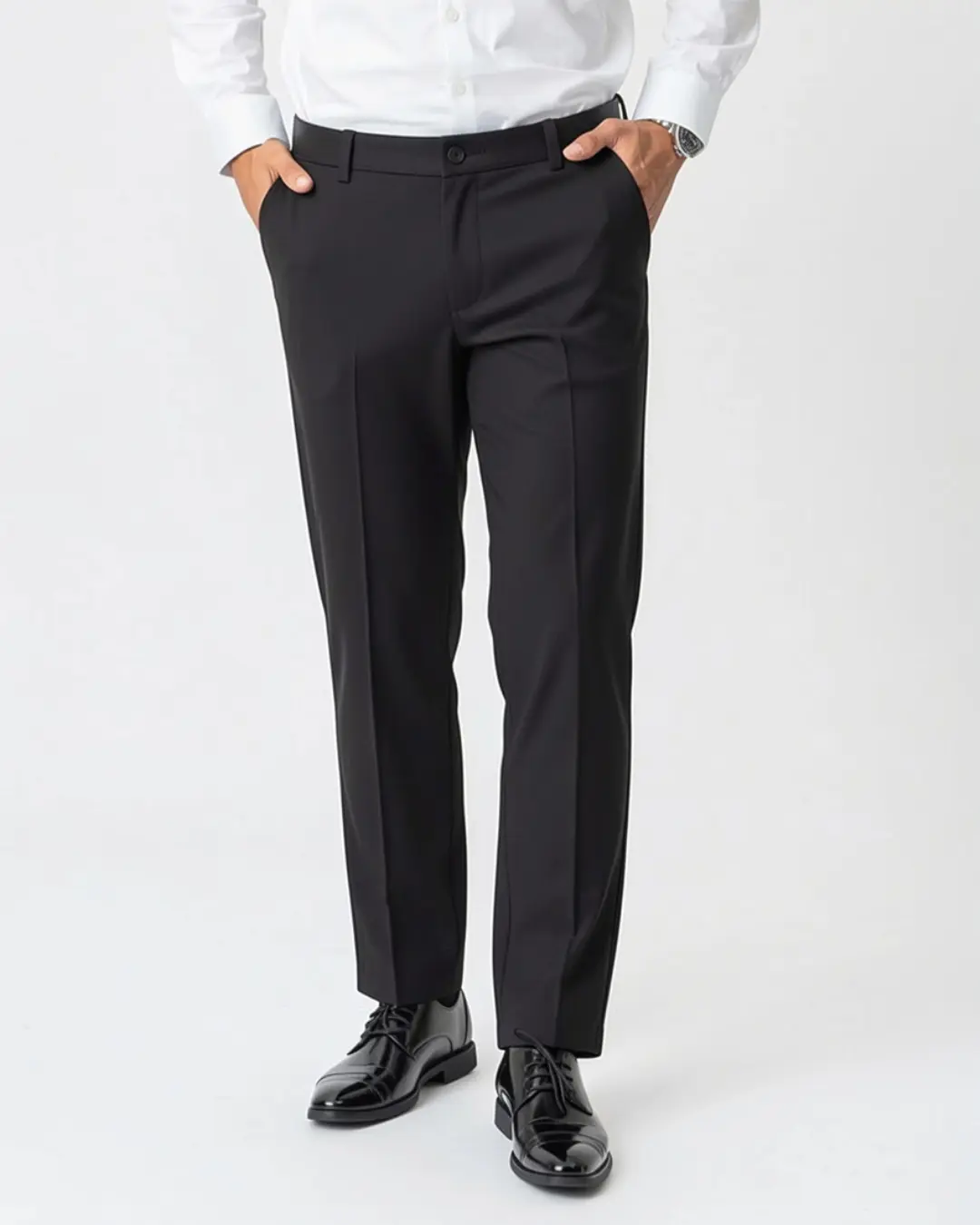 Pantalon Noir Homme en Flanelle - Coupe Ajustée | Barii9