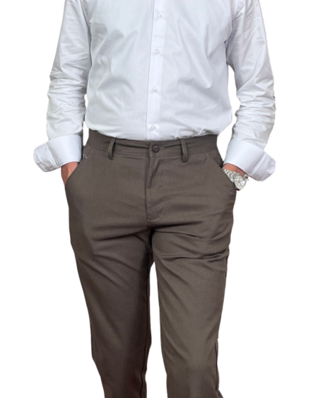 Kaki — Pantalon Classique en Flanelle Fine