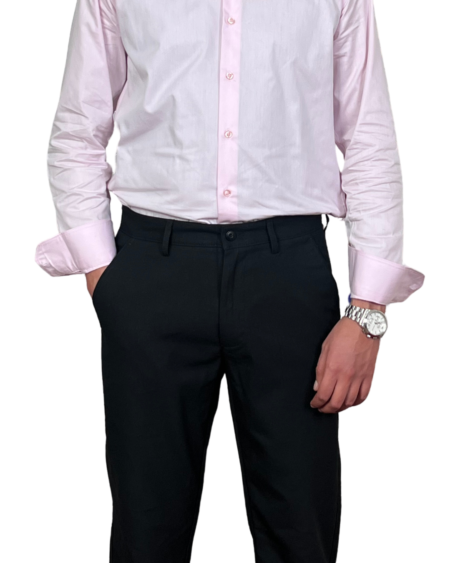 Noir Profond — Pantalon Classique en Flanelle Fine