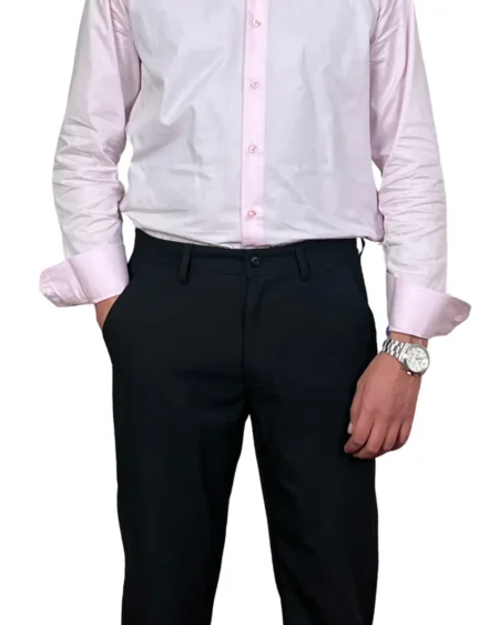 Noir Profond — Pantalon Classique en Flanelle Fine