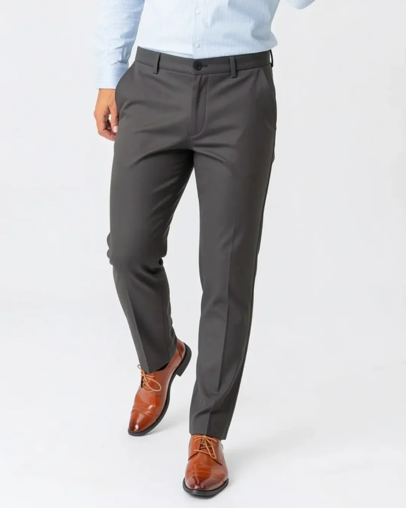 Pantalon Gris Homme en Flanelle - Coupe Ajustée | Barii9