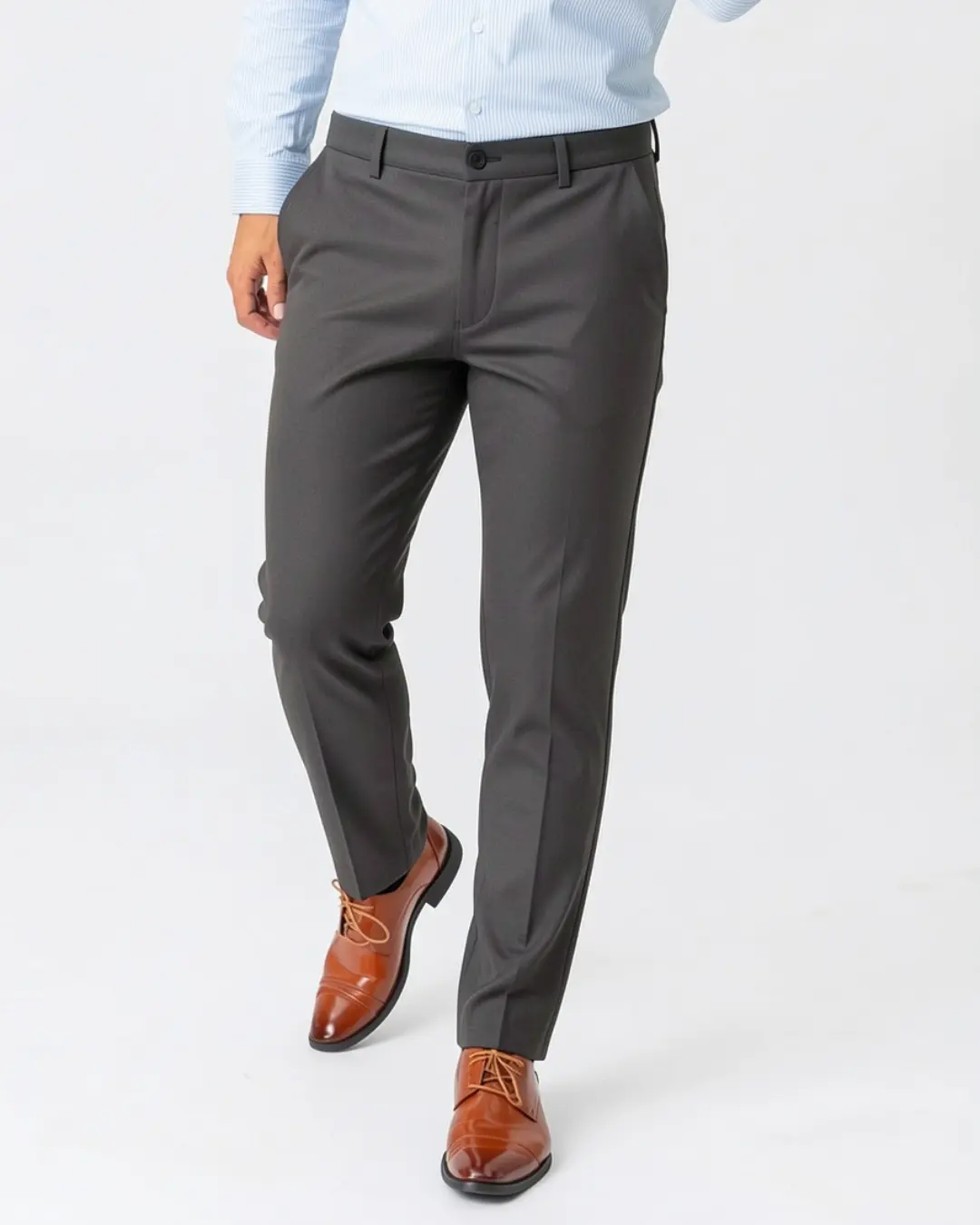 Pantalon Gris Homme en Flanelle - Coupe Ajustée | Barii9