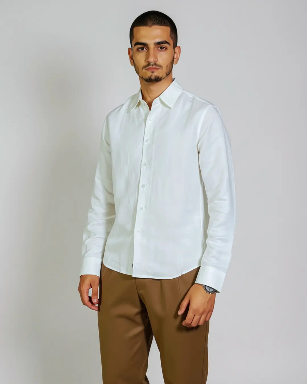 Chemise en Lin Blanc Homme - Coupe Regular | Barii9