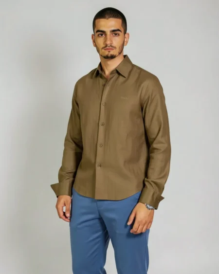 Chemise en lin Marron