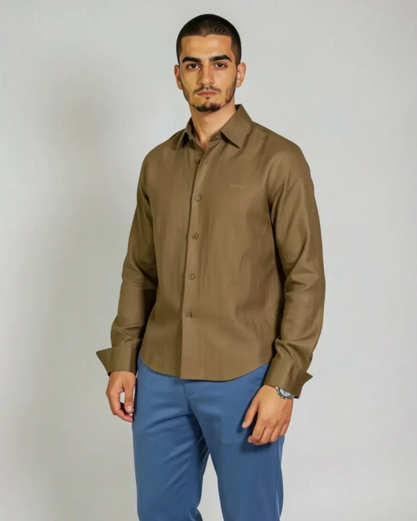 Chemise en lin Marron