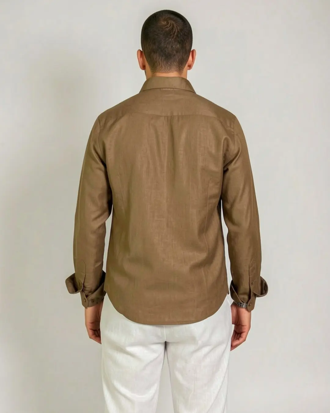 Chemise en Lin Marron Homme - Coupe Regular | Barii9 – Image 2
