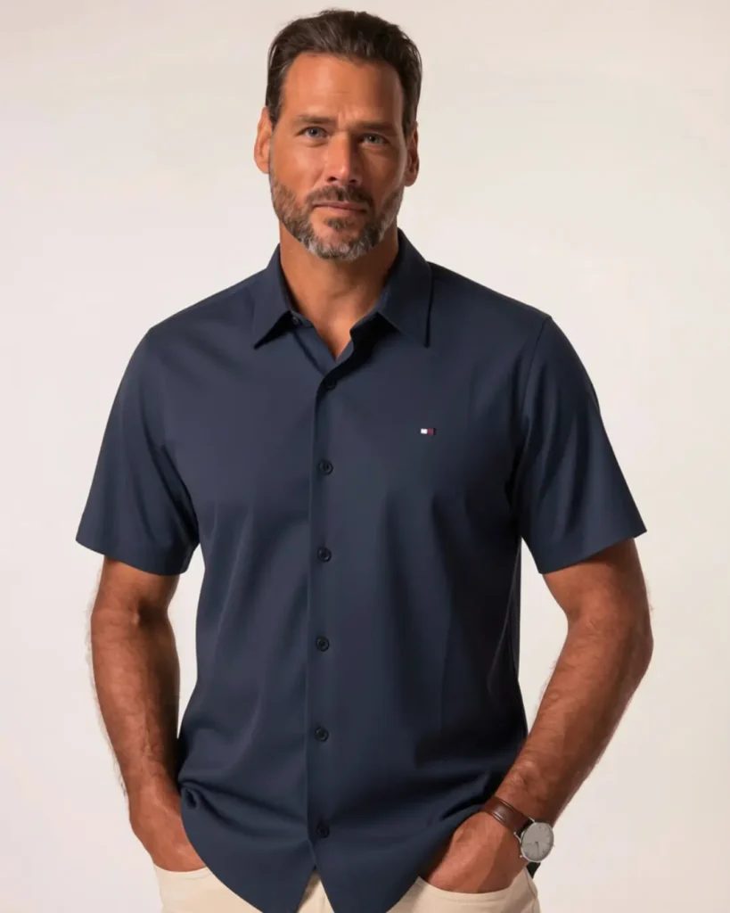 Chemise Demi-Manche en Coton Mercerisé