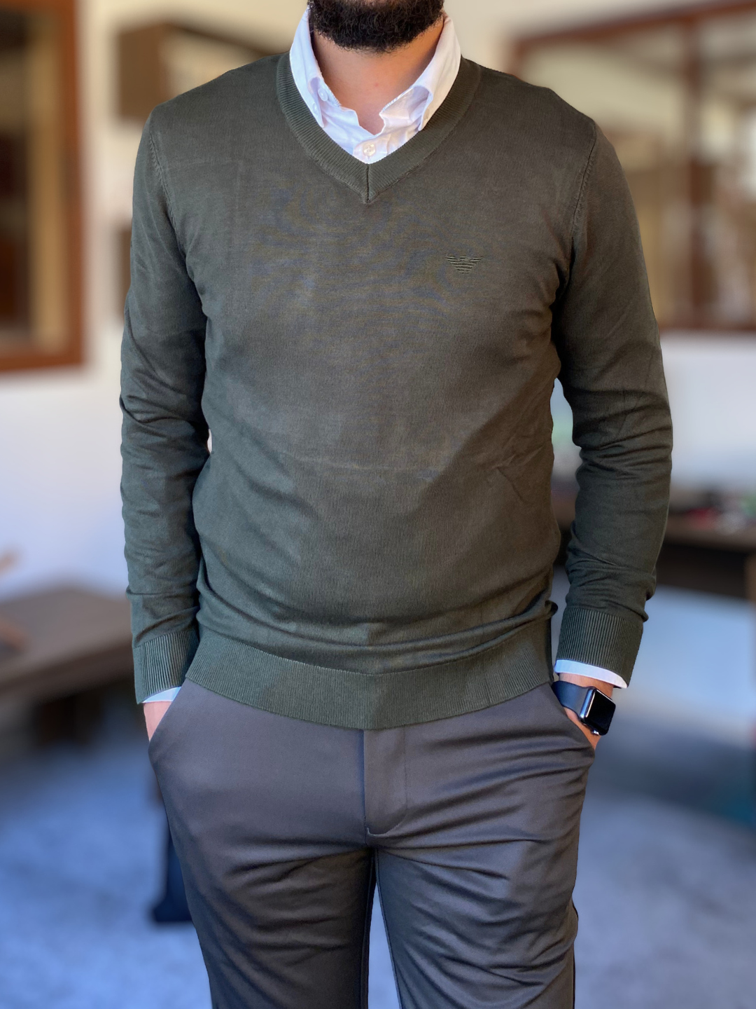 Pull Col V EA Maille Fine – Le Classique Business & Bureau – Image 2