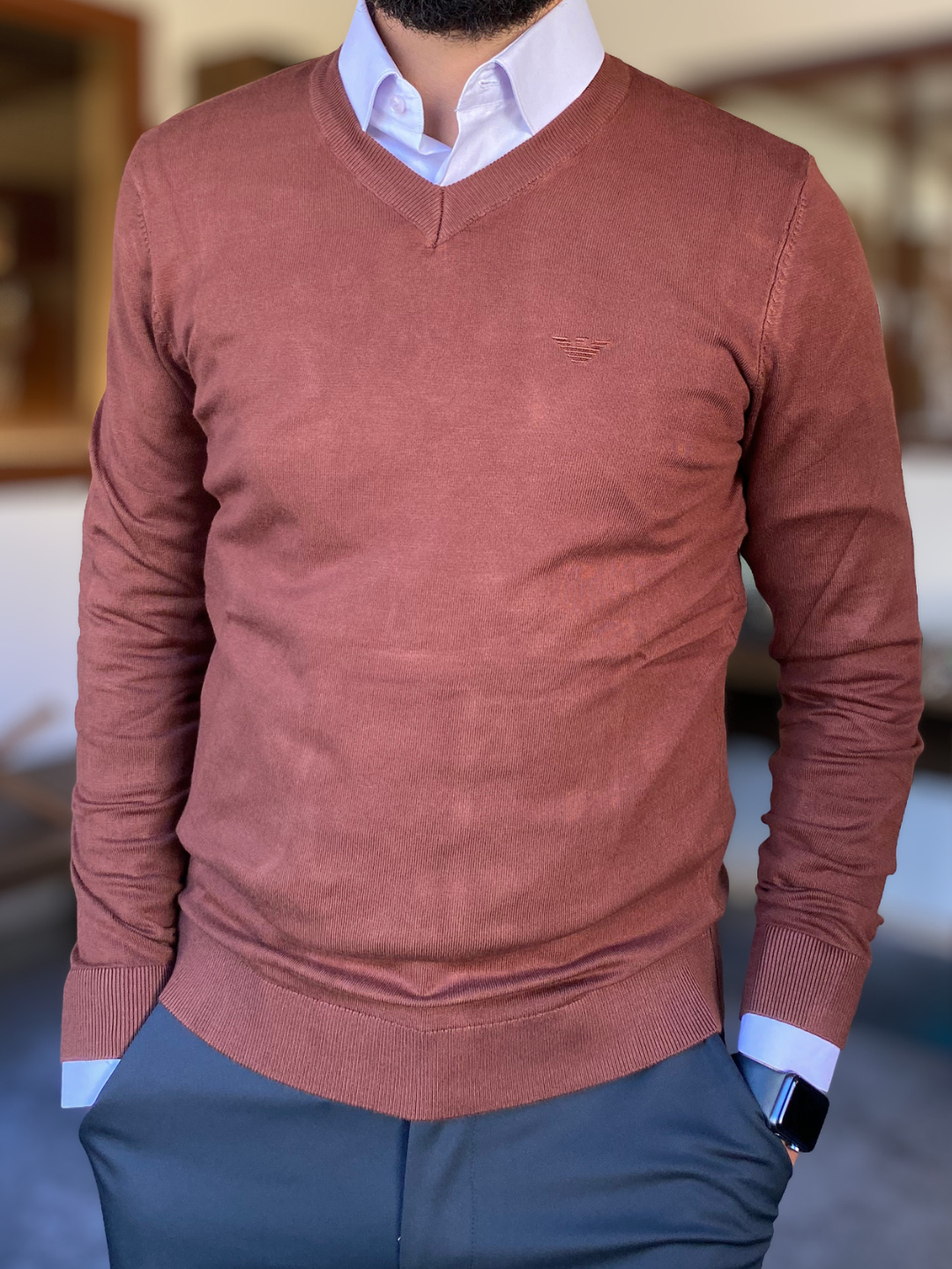 Pull Col V EA Maille Fine – Le Classique Business & Bureau – Image 3