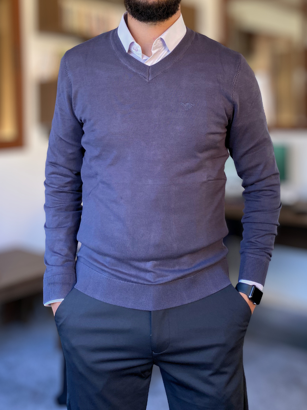 Pull Col V EA Maille Fine – Le Classique Business & Bureau – Image 4