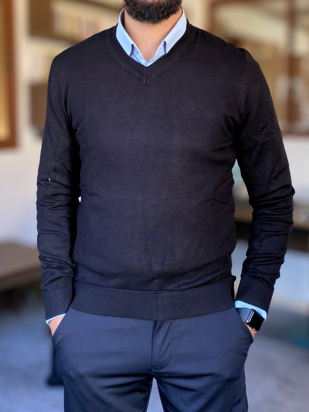 Pull Col V EA Maille Fine – Le Classique Business & Bureau – Image 6