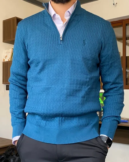 Pull demi zip trosardé